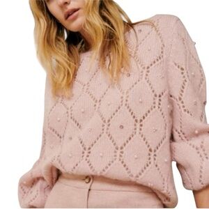 Sézane Federica Jumper in Powder Pink embellished knit XXS like new condition
